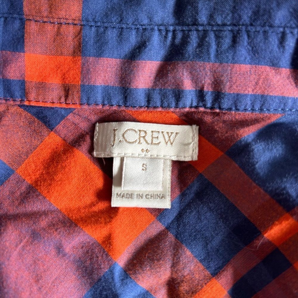 J Crew Red Blue Plaid Button Up Blouse sz S - Picture 5 of 6